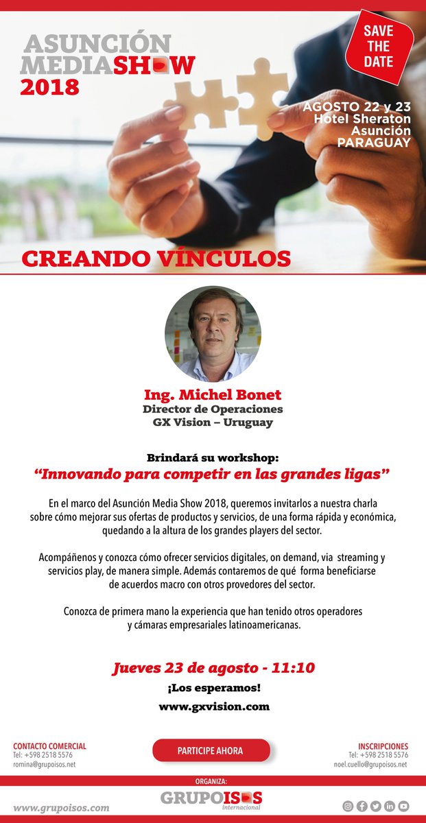 gxvision's tweet photo. Los invitamos a la charla: Innovando para competir en las grandes ligas!!!! - #ASM2108 Los esperamos el próximo Jueves 23 a las 11:10 @gxvision @grupoisos https://t.co/EudnTIup5J
