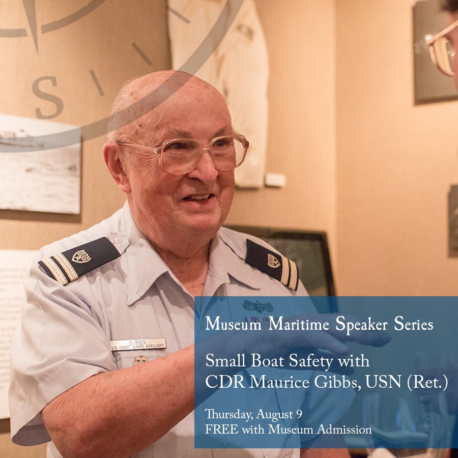 EganMaritime's tweet photo. Tomorrow morning at 10am at 158 Polpis Road, learn about small boat safety with CDR Maurice Gibbs, USN (Ret.), who is also President Emeritus of the Museum! Free with museum admission, this half-hour talk is a great way to dive into safety on the water. ⛵️ #Nantucket #visitACK https://t.co/UADhQKIcVV