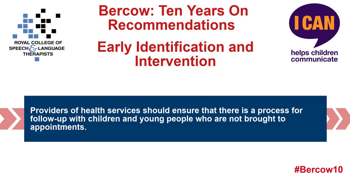 RCSLTpolicy's tweet photo. #Bercow10 calls for #EarlyIdentificationandIntervention asks providers of health services to ensure that there is a process for follow-up with children & young people who are not brought to appointments. If you agree, please sign the @GillianRudd petition https://t.co/hQ40CSMnhA https://t.co/F68FUvUILg