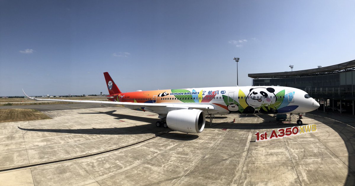 One of the coolest liveries in the skies, proudly sported by #SichuanAirlines’ first #A350 XWB. ✈️🐼🇨🇳