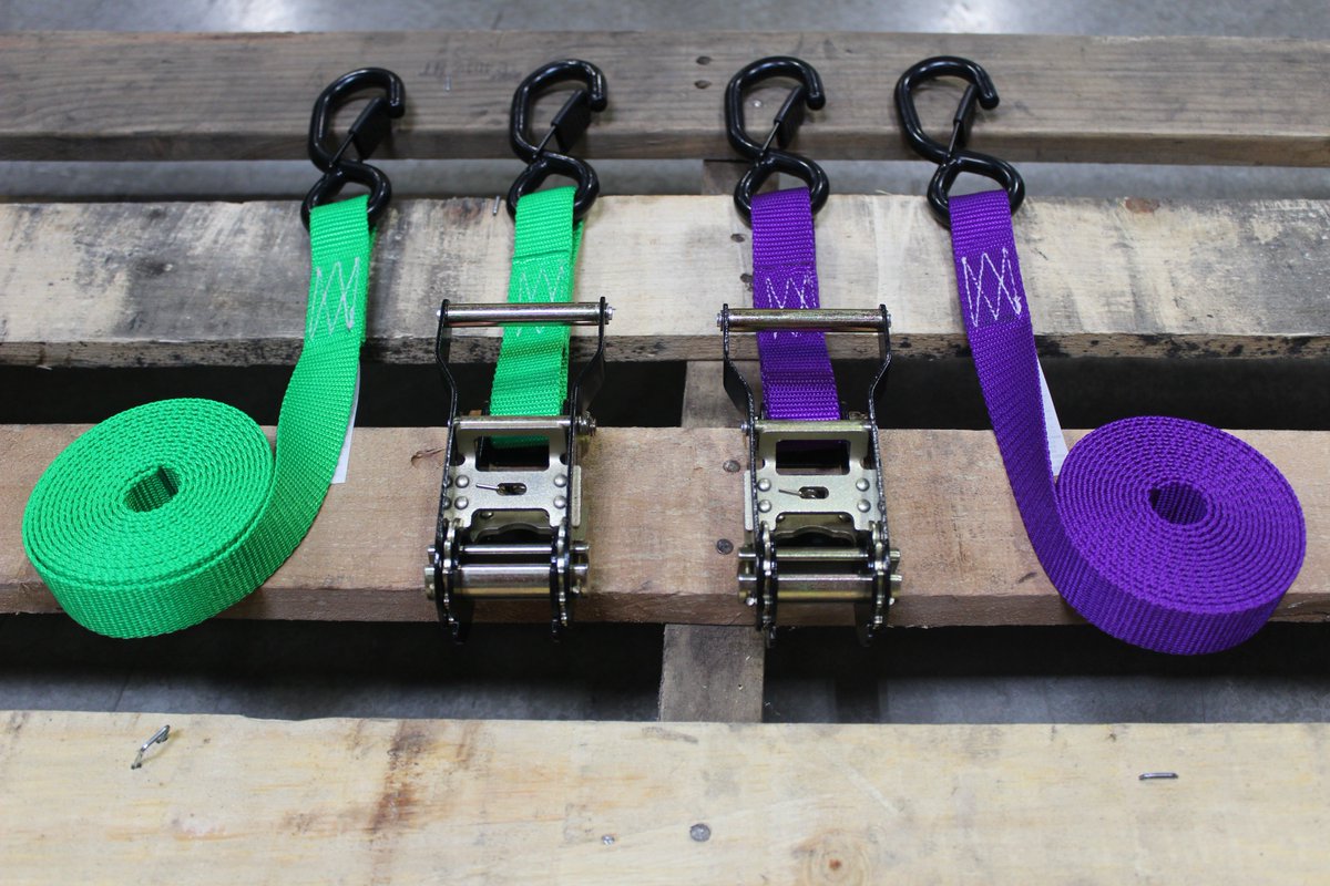CargoEquipment's tweet photo. Bright green and purple 1 inch ratchet strap colors are now available on our website! Fully customize your straps to fit your application and choose the colors you want to have the most unique straps on the road! 
https://t.co/NOgnugKyeC
#cargocontrol #ratchetstrap #custom https://t.co/t4Gy0SZ7An