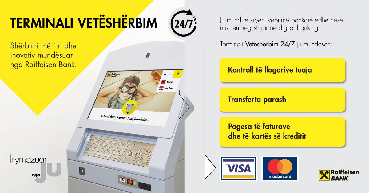 RaiffeisenShqi's tweet photo. Shmangni rradhët e gjata me shërbimin më inovativ nga Raiffeisen Bank! Hyrje e thjeshtë nëpërmjet kartës suaj #VisaElectron ose #MasterCard. #raiffeisenbankshqiperi #RaiffeisenOn #terminalivetesherbim
https://t.co/3PhhI8iS2f https://t.co/inhlhDS3iq