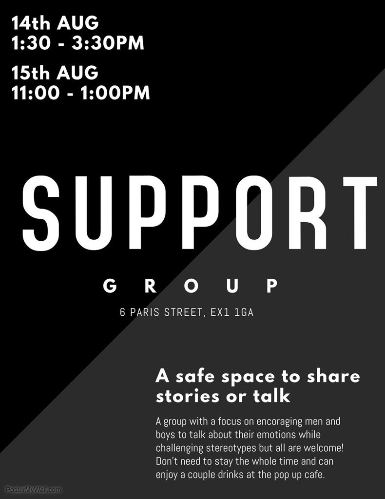 MaleEmbodiment's tweet photo. Next week we are holding two support groups offering a safe space for people to share stories and enjoy a tea or coffee! 💓 #NCS #MaleEmbodiment https://t.co/saEpe9cYhe
