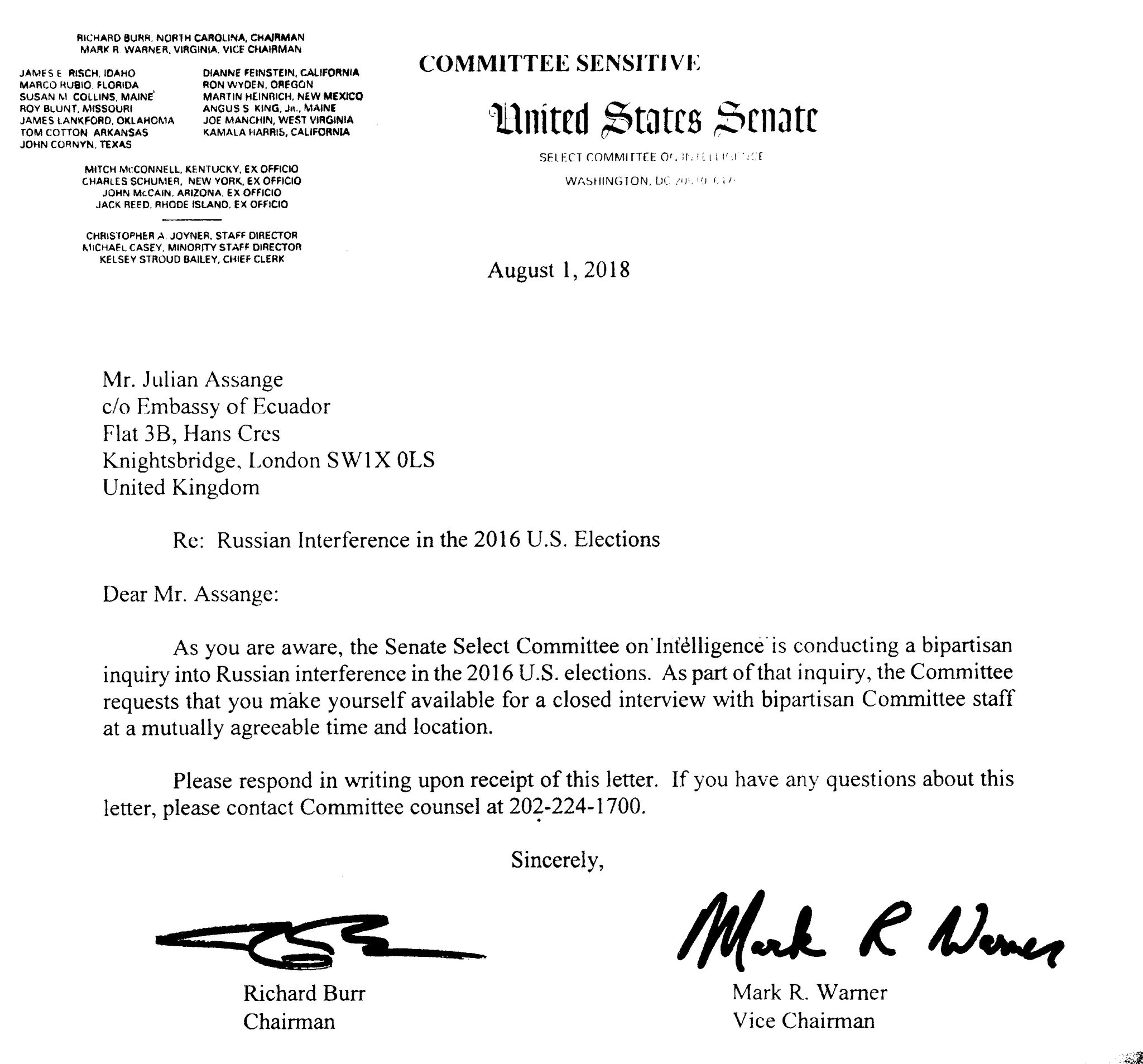 WikiLeaks on Twitter: "BREAKING: US Senate Intelligence Committee calls edi...