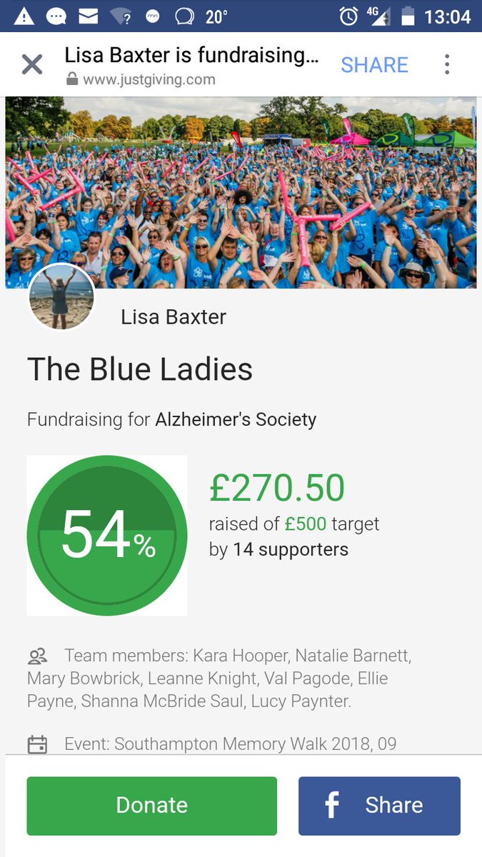 lisabaxter48's tweet photo. Incredibly we are already half way to our £500 target....still plenty of time to donate to such a wonderful charity 💙 @L_to_the_P @EmDean @francisbosompi2 @KaraHooper9 @SunriseSrLiving https://t.co/BC2r6n1DqC
