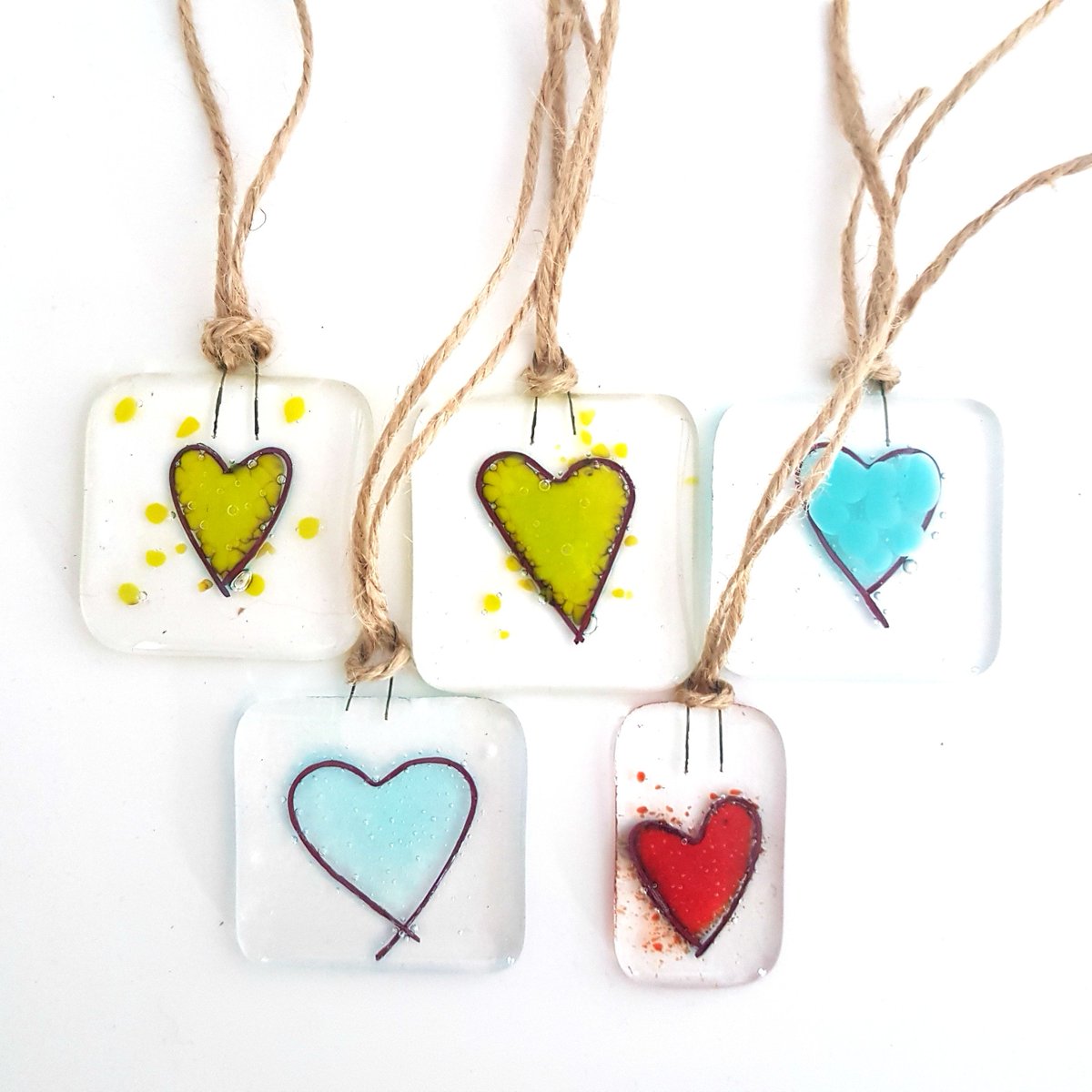 Fused Glass Heart Sun Catchers bit.ly/2HKUprg #eshopsuk #GlassDecorations