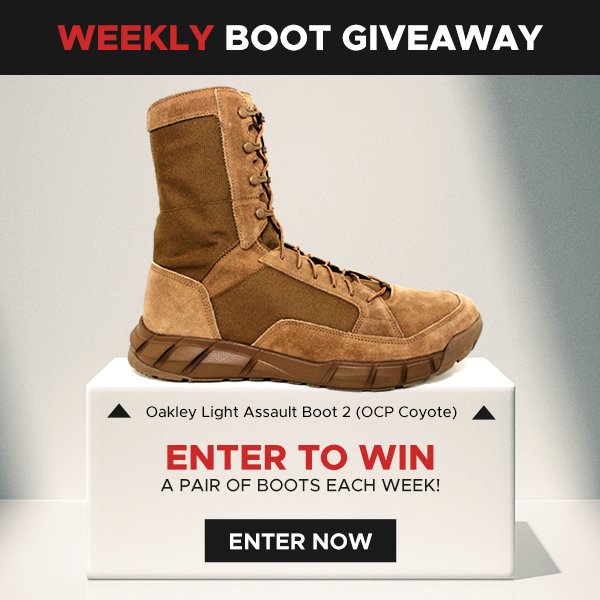 PatOutfitters's tweet photo. Who's ready for another giveaway? Enter to win a pair of Oakley coyote boots! Winner will be drawn EVERY WEEK!
https://t.co/OqyAQM9ODs

#oakley #coyote #Boot #footwear #giveaway #drawing #patriot #Outfitters #gear https://t.co/ySOJxjEQMT