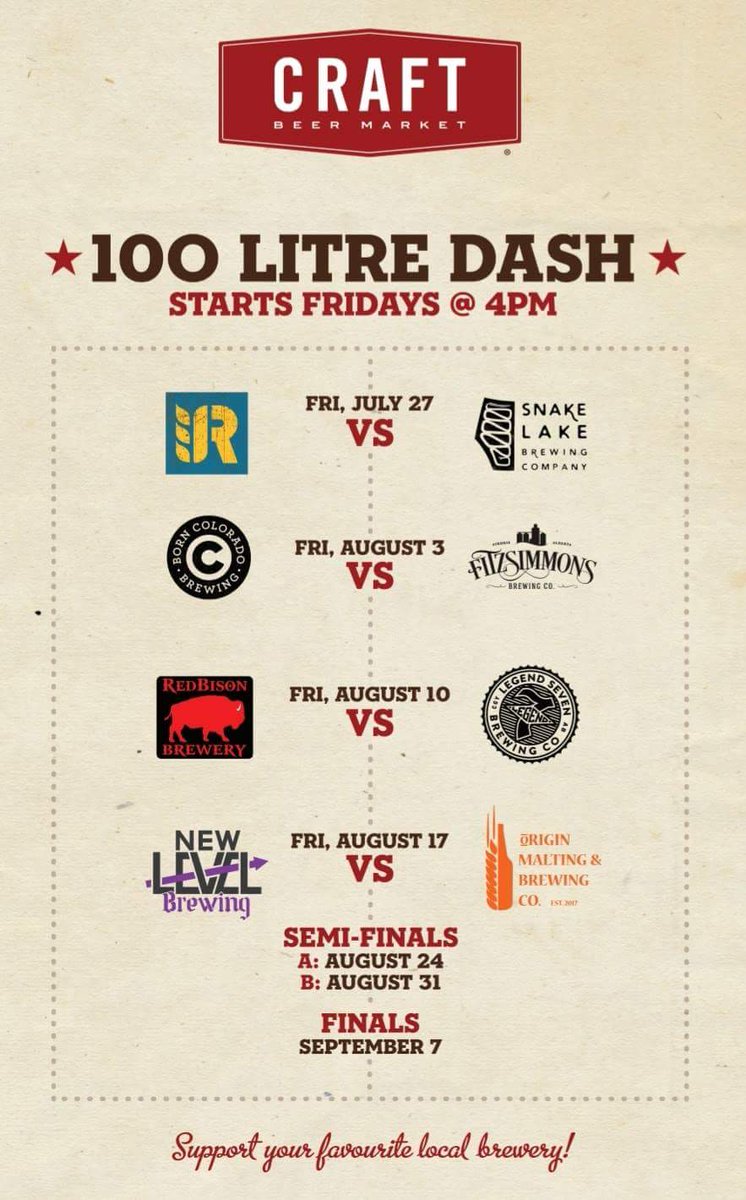 redbisonbeer's tweet photo. #HappyHour plans for this Friday? Come down to @CRAFTbeermarket on 10th to support us on the #100LitreDash by drinking some of our award winning #SpurLine #HoppyBrownAle. We hope to see you there, cheers! #YYCBeer #ABBeer https://t.co/yzjzIzQCHR