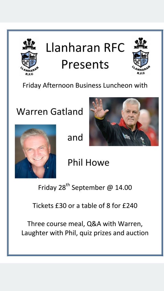 Selling fast and sure to be a great afternoon of rugby chat.