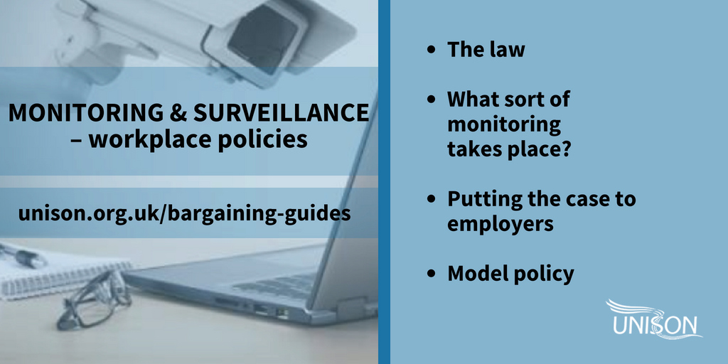 unisontheunion's tweet photo. 👀 The @UNISON_BargNews team have got your back – here's the latest guidance on bargaining on monitoring &amp; surveillance policies https://t.co/raUKqMfKaY https://t.co/GhwWPaX4GV