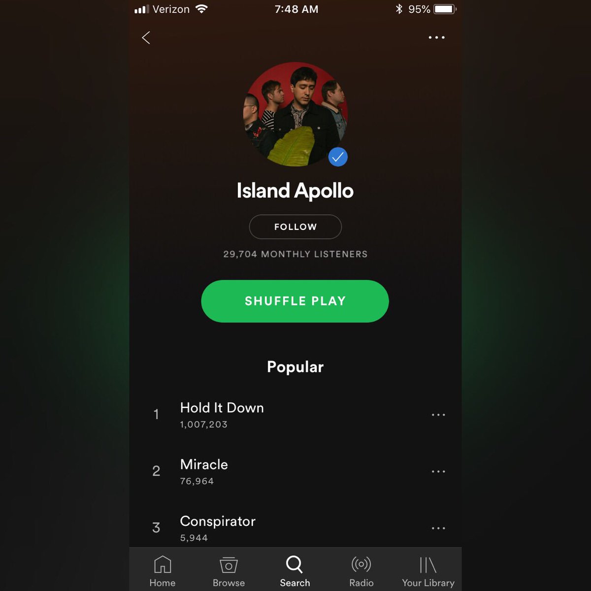 We hit over one million plays with “Hold it Down” on <a href="/Spotify/">Spotify</a>! Thank you so much everyone!