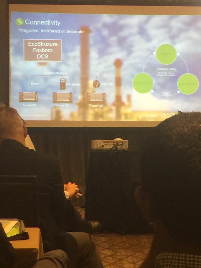 CraigDResnick's tweet photo. #FoxboroUserGroup @triconex @SchneiderElec connectivity to #EcoStruxure #FoxboroDCS can be #Integrated,, #interfaced, or separate, leverage #digitalization tools field device expert #maintenance advisor #safety validator #system advisor #SIF management trip advisor @arc_advisory https://t.co/ZqQYUg79QV