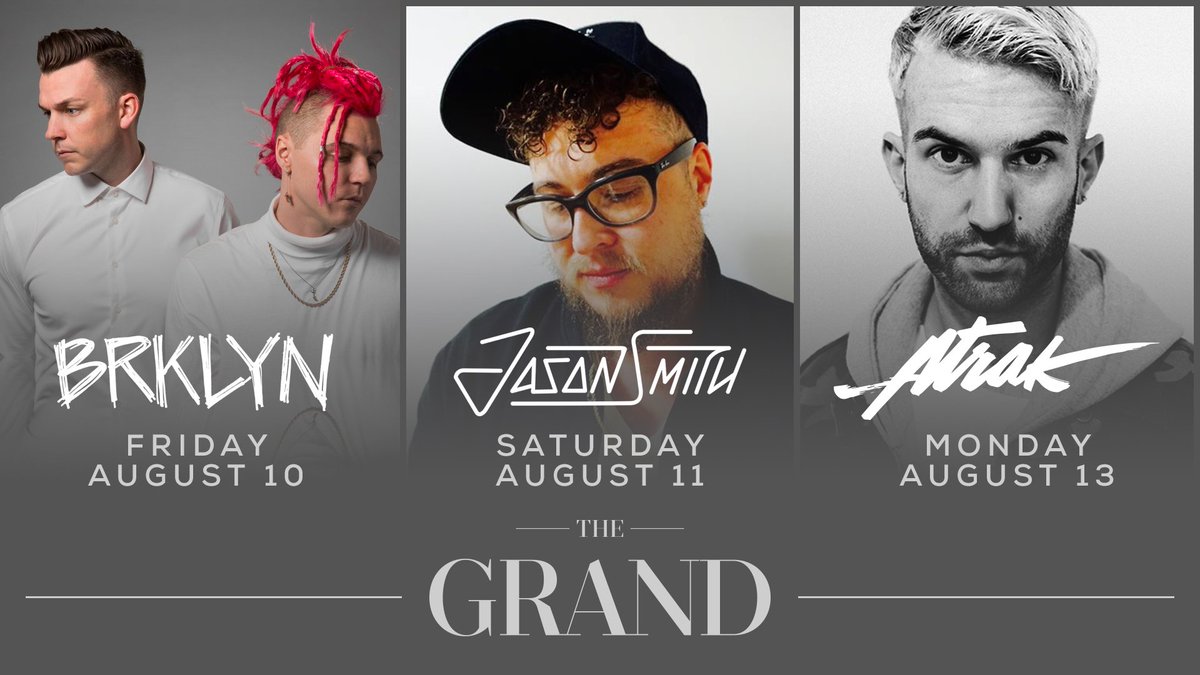 GrandBoston's tweet photo. This weekend at #TheGrandBoston | @BRKLYNofficial @iamjasonsmith @atrak 

Tickets + tables at https://t.co/CcS531ipxi https://t.co/MpwejP6nwr
