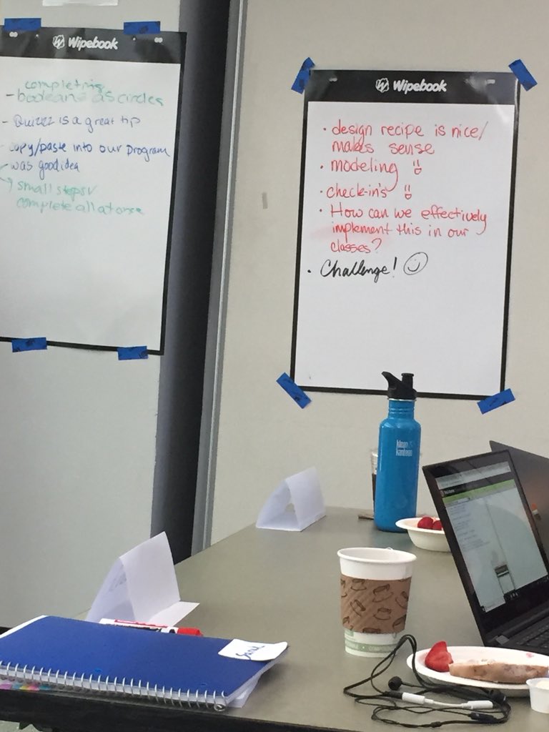 SSutton206's tweet photo. Getting ready for day 3 of bootstrap workshop- digging the wipebook posters:) @Wipebook @edcampOSjr @Bootstrapworld https://t.co/ZALdUWGwEe