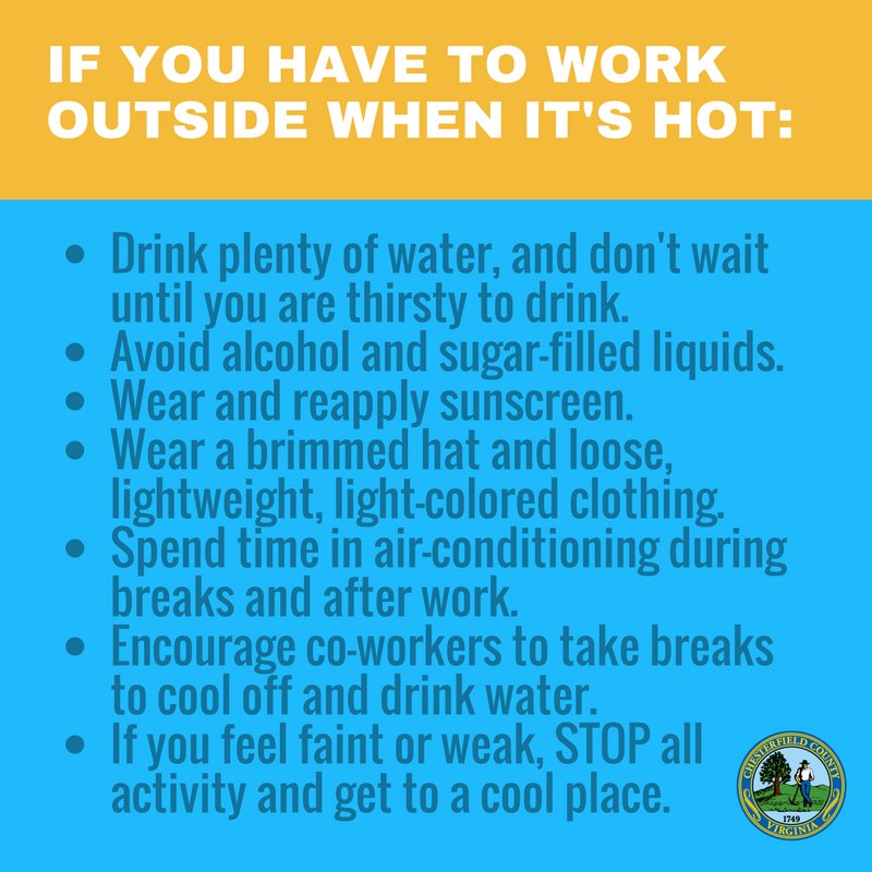 It's hot out there today! We're under a heat advisory from now until 8 p.m. If you're working, stay safe. Drink water, and seek shade!
