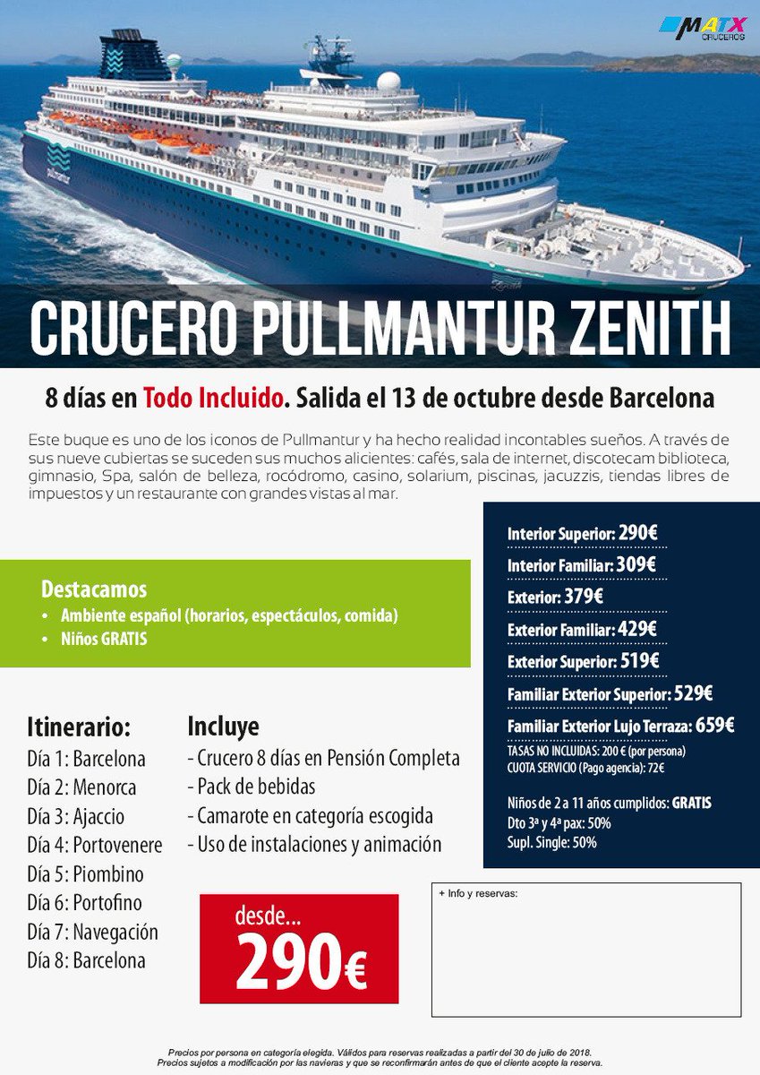Viatges Central Park On Twitter Crucero Pullmantur Zenith Con Salida Desde Barcelona Consulta Disponibilidad En Reservas Viajescostabrava Com Ofertas Cruceros Cruceristas Https T Co V5h0abtjnb