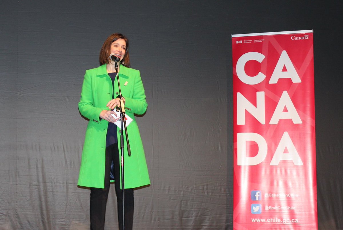 CanEmbChile's tweet photo. The #CoolCanada Film Festival 🇨🇦 showcases the talent of ♀️ filmmakers, and promotes transversal values to Canadian society such as #diversity, #inclusion, respect for #humanrights, #LGBTI rights, #genderequality, among others " - Amb. @patriciavpena1 @REELCANADA @EyesAbroad https://t.co/T3mynVzj6N