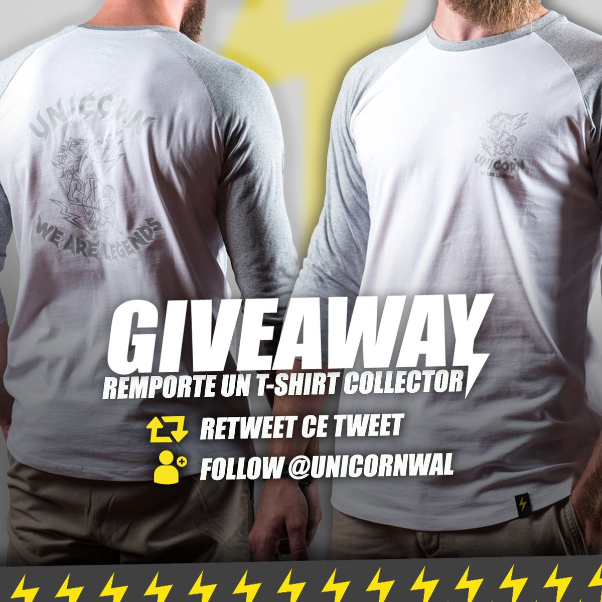 Unicorn We Are Legends (@unicornwal) on Twitter photo 🎁 #GIVEAWAY : REMPORTE LE NOUVEAU RAGLAN COLLECTOR !
Pour participer :
▪️Retweet ce post
▪️Follow <a href="/UnicornWal/">Unicorn We Are Legends</a>
Tirage au sort le 22 août
🛒 Disponible à l'achat jusqu'au mercredi 5 septembre 2018 : unicornwearelegends.com/collections/co…
Bonne chance à tous ! ⚡ 🎁 #GIVEAWAY : REMPORTE LE NOUVEAU RAGLAN COLLECTOR !
Pour participer :
▪️Retweet ce post
▪️Follow <a href="/UnicornWal/">Unicorn We Are Legends</a>
Tirage au sort le 22 août
🛒 Disponible à l'achat jusqu'au mercredi 5 septembre 2018 : unicornwearelegends.com/collections/co…
Bonne chance à tous ! ⚡
