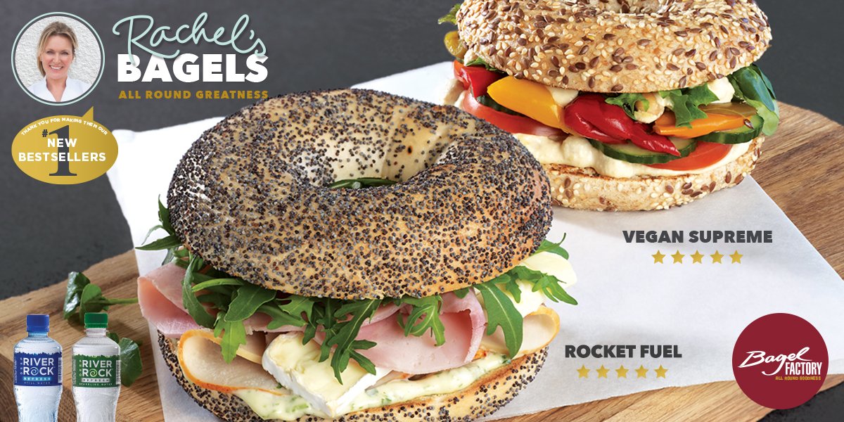BagelFactoryIE's tweet photo. Have you tried Rachel's Bagels - our newest bagel range created exclusively with @rachelallen1?

Enjoy the #RocketFuel or taste the #VeganSupreme served on a bagel of your choice!

#BagelFactory #RachelsBagels #AllRoundGoodness https://t.co/KTmIoiN2Sa