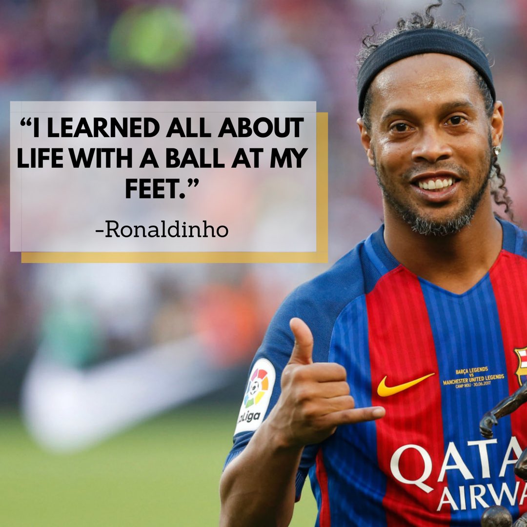 bubba_soccer's tweet photo. Soccer teaches some of life’s most valuable lessons. ⚽️#WednesdayWisdom from @10Ronaldinho #GOAT #Ronaldinho https://t.co/1jMcgv7JA8