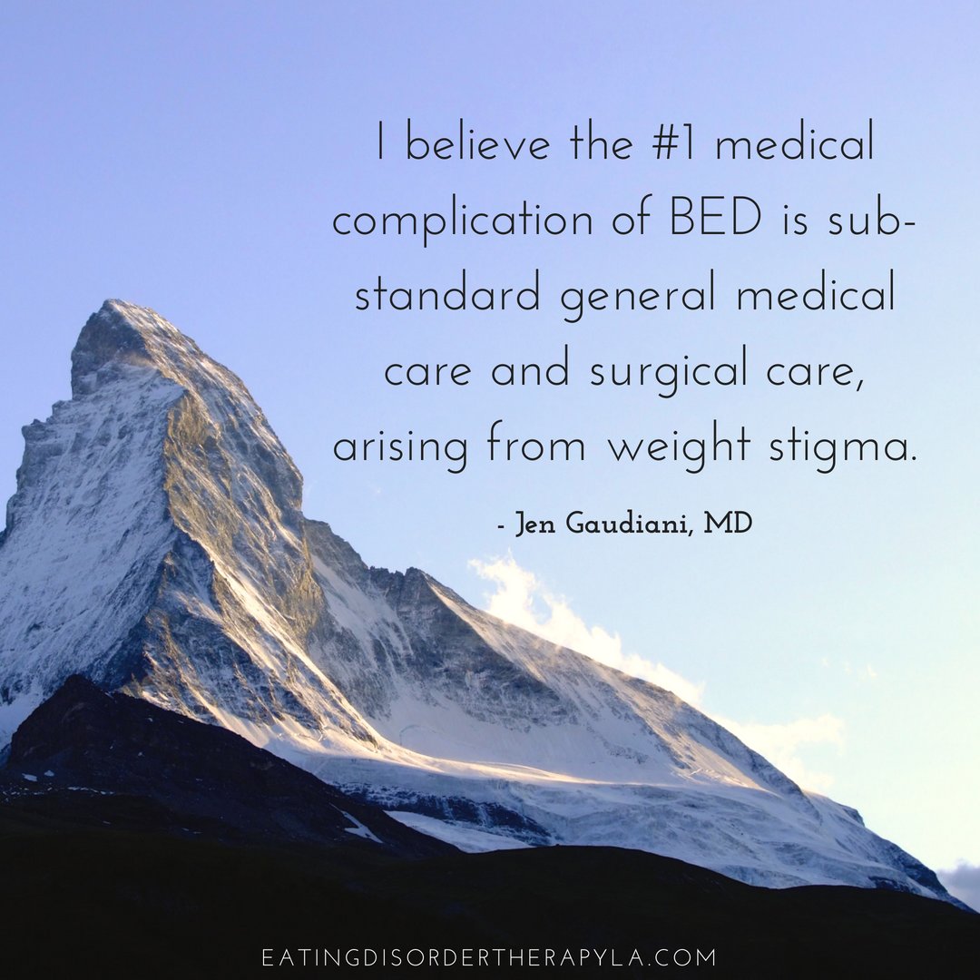 EatDisorderLA's tweet photo. Weight stigma is typically the cause of people restricting &amp; the cause for why providers don't understand how to rule out and/or treat BED. Let's get better at understanding BED and how to treat people that are struggling, so that we don't prolong their suffering. #asdahconf2018 https://t.co/LzWB2JOH4x