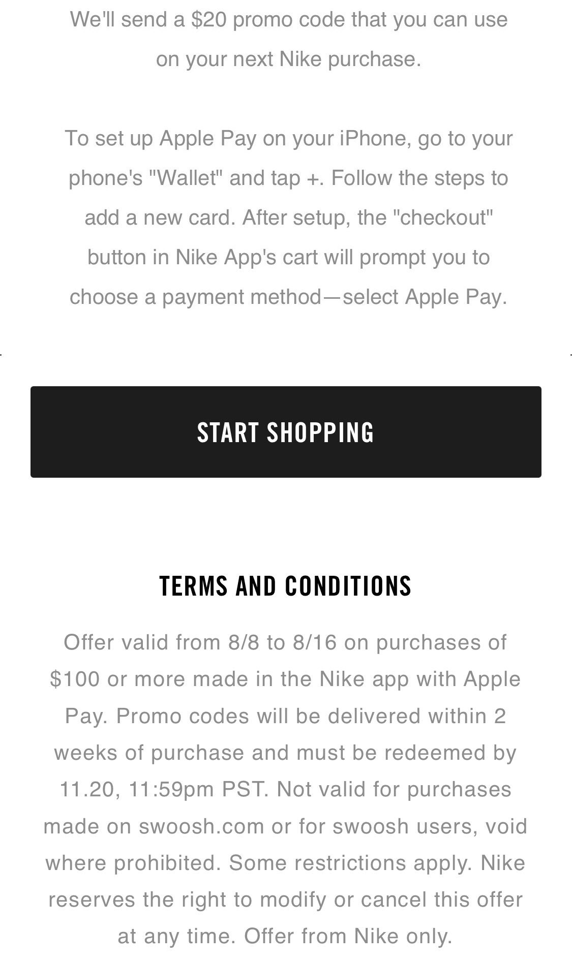 nike apple pay promo