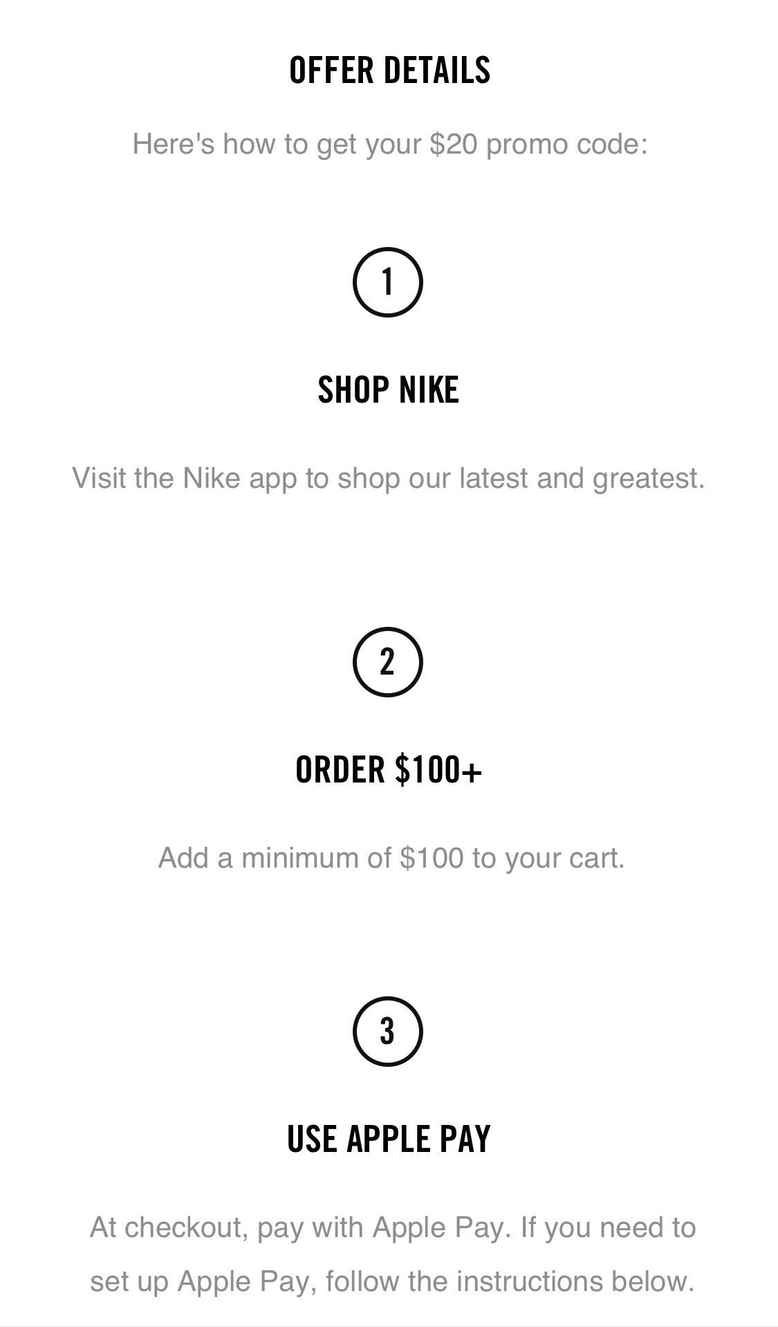 nike apple pay promo