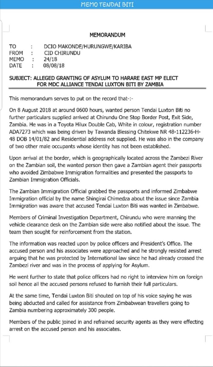 violetgonda's tweet photo. Drama at Chirundu Border today.300 Zims travellers rescued Tendai Biti from Zim state agents. Plus Zim CID &amp; Zambian CID in standoff over the MDC leader.Zambian authorities refused to hand him over &amp; threatened to arrest theZim agents for trying to detain Biti on Zambian soil👇🏾 https://t.co/P62sqFVoB8