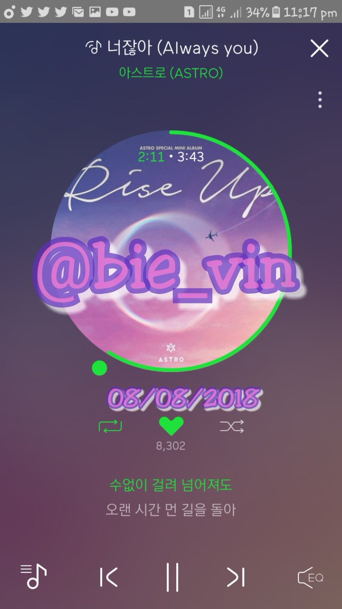 bbbbbieee's tweet photo. #ASTRO for #아스트로_너잖아 The #ASTRO2ndDigitalSupport 🛫 #아스트로 💕 #Rise_Up @AstroMelonTEAM
7th hour. 💜😄💜
8/08/2018 (9/08/2018 korean date)
12AM KST https://t.co/jOi4RCbkEi