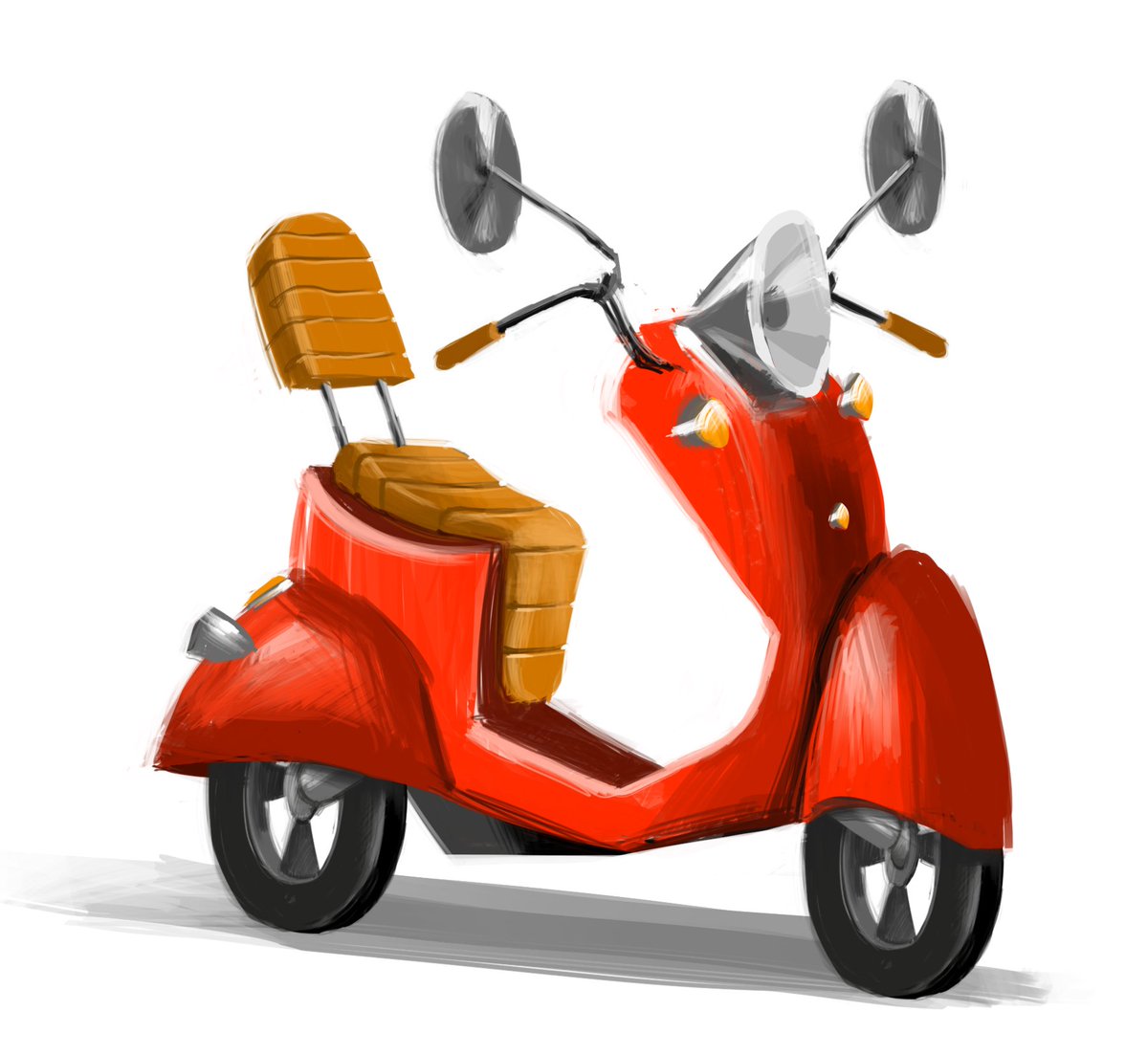 Random moped! Because mopeds are cute, and I'd love to drive one! XD #livingvicariously #art #illustration #moped #vehicledesign