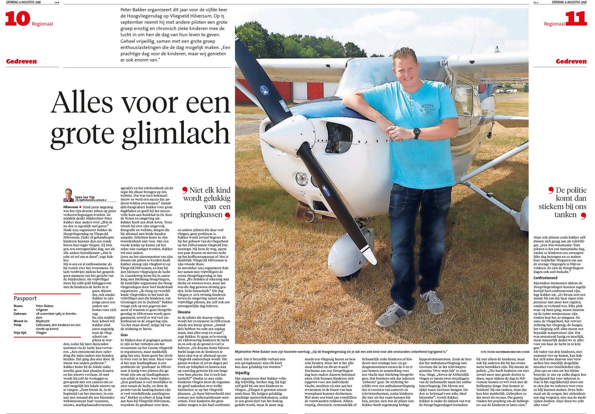 Afgelopen weekend in de <a href="/gooieneemlander/">De Gooi- en Eemlander</a> op de middenpagina! <a href="/Hoogvliegers/">Stichting Hoogvliegers</a>