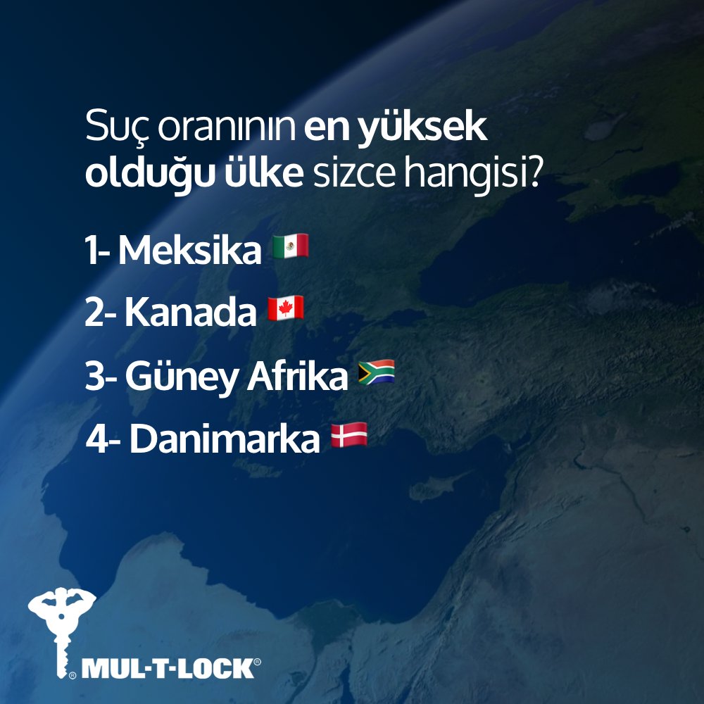 Suç oranının en yüksek olduğu ülke sizce hangisi?
1- Meksika 🇲🇽
2- Kanada 🇨🇦
3- Güney Afrika 🇿🇦
4- Danimarka 🇩🇰