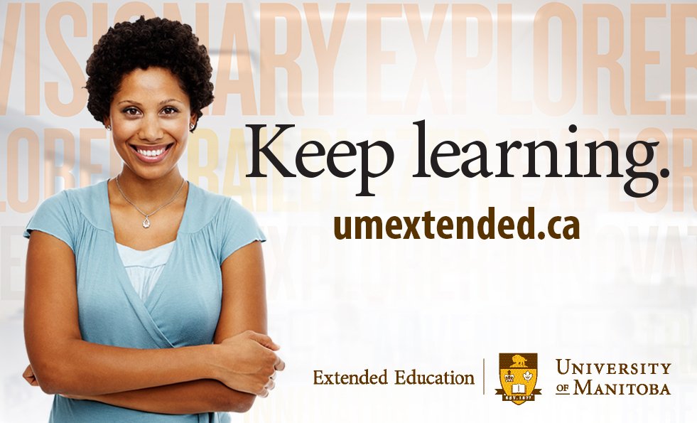 umextendeded's tweet photo. Keep Learning ONLINE from anywhere with the University of Manitoba.
https://t.co/omk37VRkyx
#UMExtendedEd #ProDev #OnlineLearning #Canada https://t.co/QUuDREtu3S