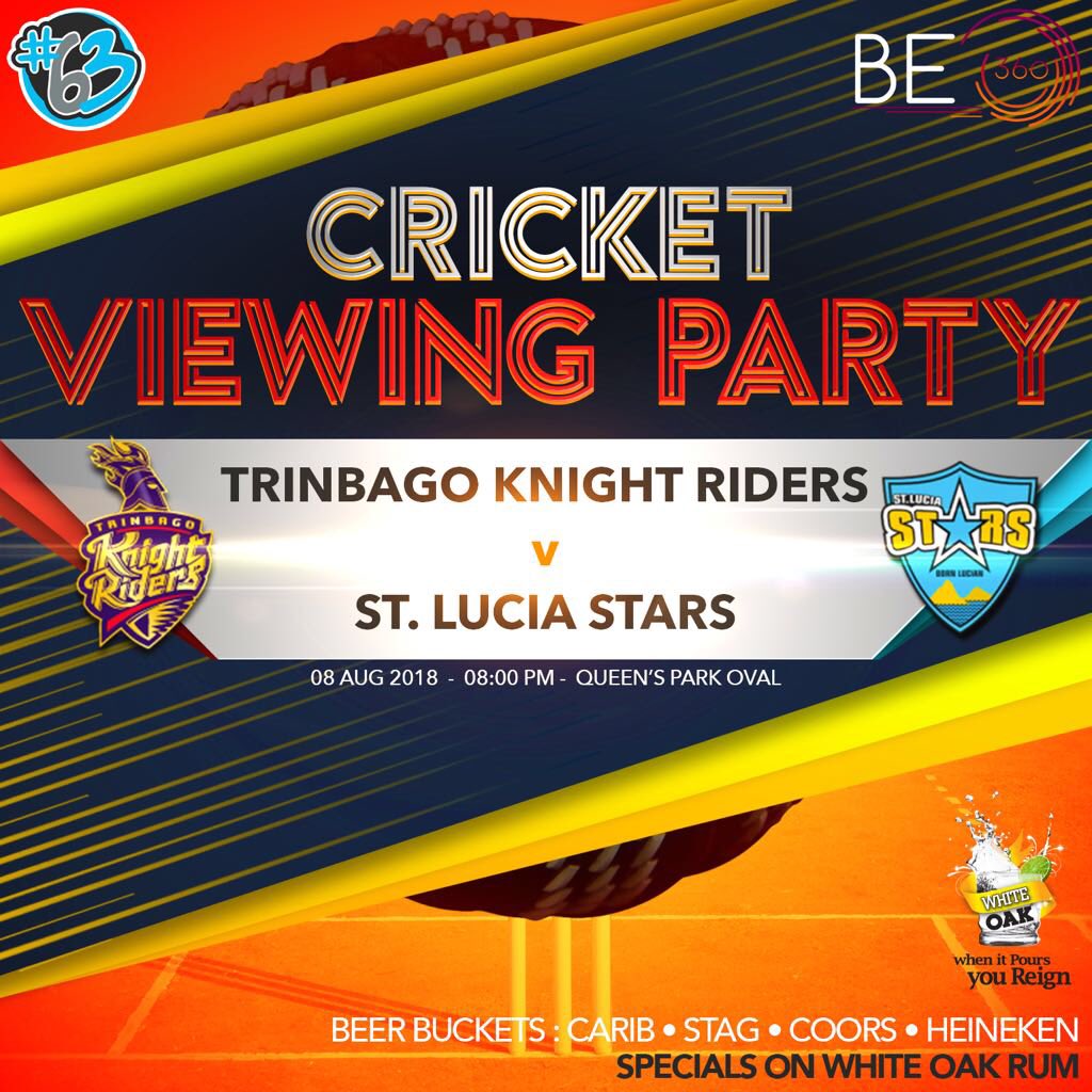 63Lounge's tweet photo. It’s finally here! The 2018 CPL T20 Tournament opens TODAY! 🏏💥
We have got you covered! 

Join us for our CPL Viewing Party at 8 PM On D Avenue. We’ve got drink specials to hit you for SIX: Beer buckets, White Oak specials 🔥🍻🍹

 Meet us at #63 Lounge later! We Liming! 🏏🍻 https://t.co/ZZDW3OOmzv
