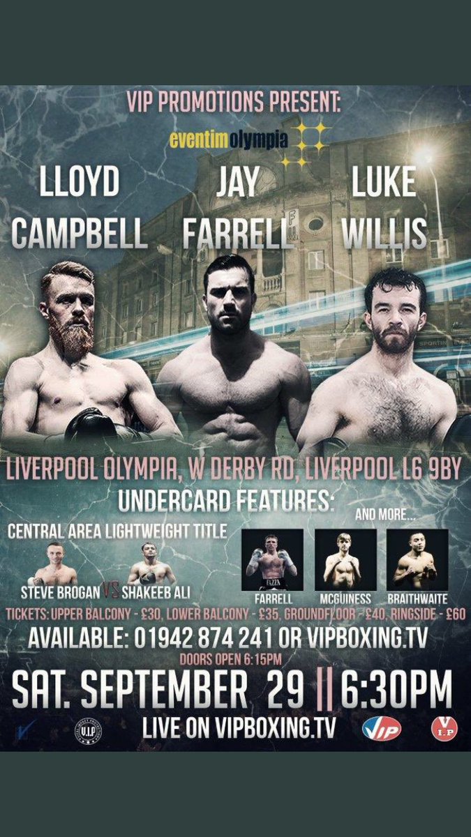 Venture’s Cruiserweight <a href="/boxer_farrell/">Jay Farrell</a> Boxes On September 29th At The Liverpool Olympia.. D.M Me For Tickets #TEAMVENTURE