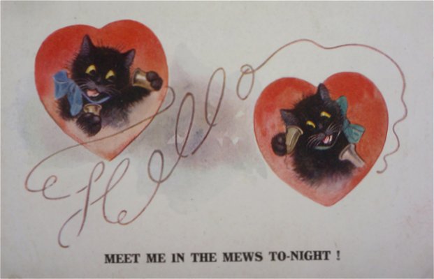 "Meet me in the mews tonight" - terrible Edwardian cats on the telephone pun #InternationalCatDay2018 #InternationalCatsDay