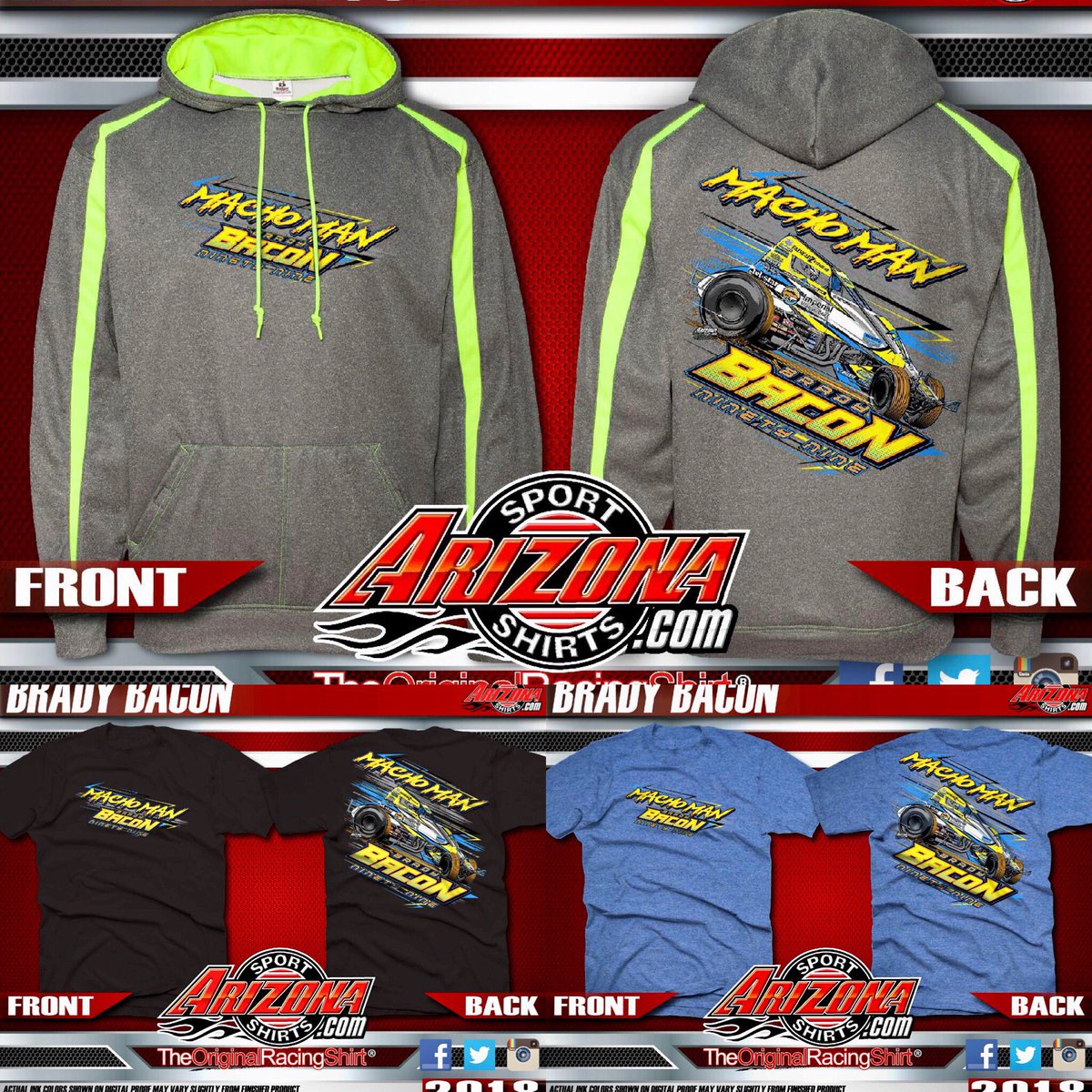 BradyBacon's tweet photo. Shirt #4 available in the merchandise trailer during the @KnoxvilleNats!! “Macho Man” edition in the nonwing 99! All shirts are soft style 👌🏼 https://t.co/YQEKQPkOc8