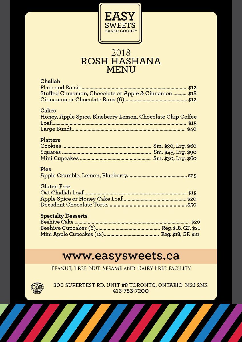 Easy__Sweets's tweet photo. Our Rosh Hashana menu is out! Get your orders in today! https://t.co/fzgkimbJdC