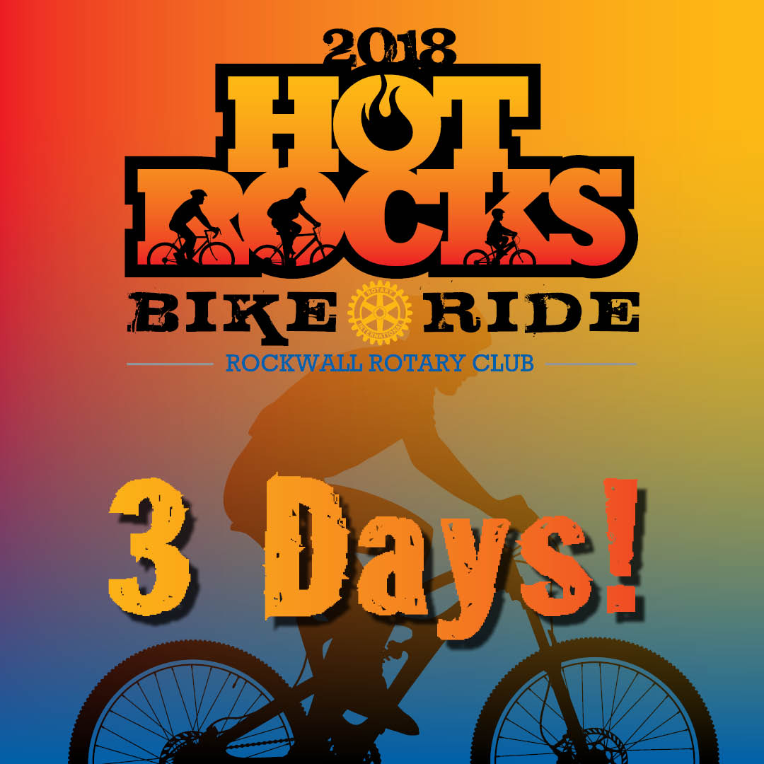 HotRocksBike's tweet photo. 3 days until the Hot Rocks Bike Ride! If you haven't registered yet, today is the day to do it! Choose between 4 races, open to all ages!
https://t.co/2PNAzHp5v7
#hotrocks #cycling #bike #hotrocks2018 #hotrocksbikeride #rockwallrotary https://t.co/oPIypafdmD