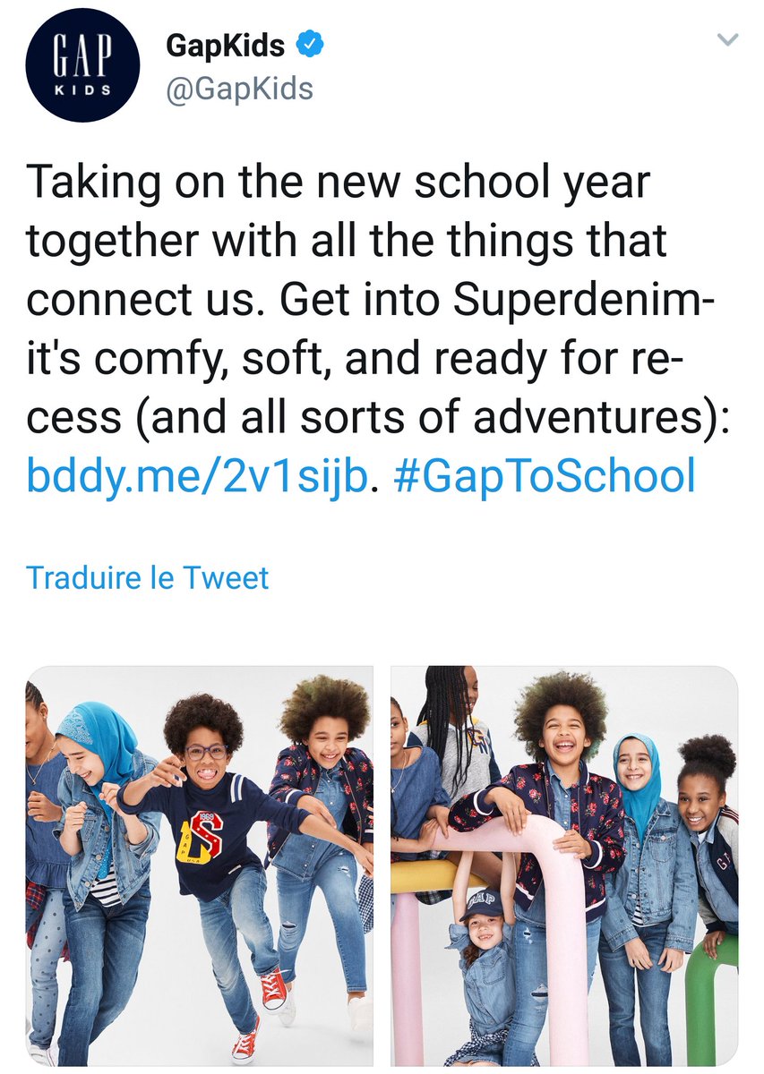 MajidOukacha's tweet photo. Dans une de ses dernières publicités, @Gap voile la chevelure d'une fillette avec un hijab. Quel exemple cela promeut et banalise ? Habituer les fillettes à culpabiliser d'oser "exhiber" leur chevelure en dehors de leur foyer, devant des inconnus ou des camarades de classe ? https://t.co/M1BGn5Wg3Y