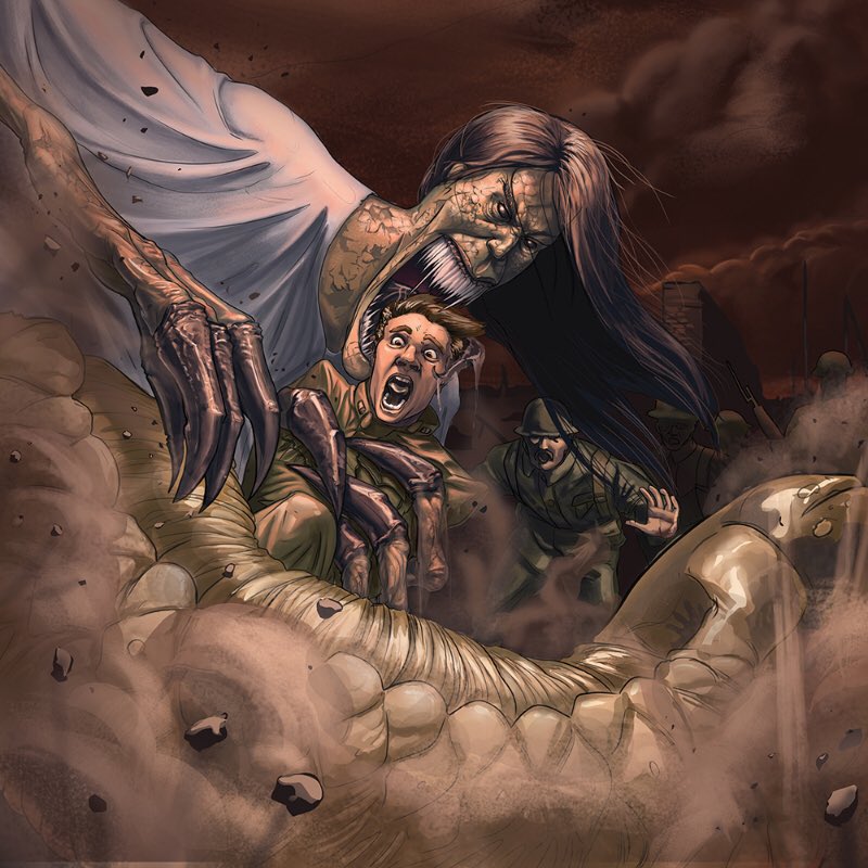45Adventure's tweet photo. Lying in the mud and craters. Begging for help. The #wytchmaggott ambushes the foolhardy. #desolatefront #boardgame #boardgames #ww1 #worldwar1 #fantasy #horror #cthulhu #indiegame #indiegamedev #indiegamealliance #anwarhanano https://t.co/MsVqnt6w9r