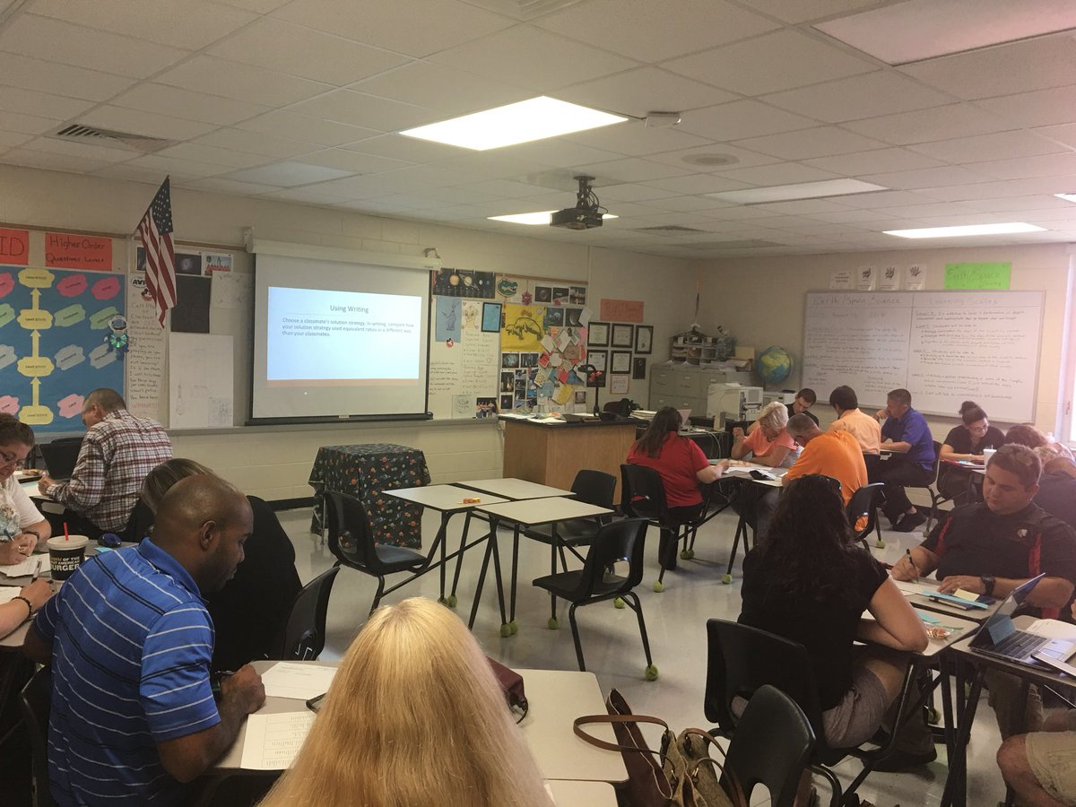 MCarliLovesMath's tweet photo. LCS teachers engaging in thinking around using writing as a way to solidify student understanding in mathematics #lakemath https://t.co/D4mMcKMjFc