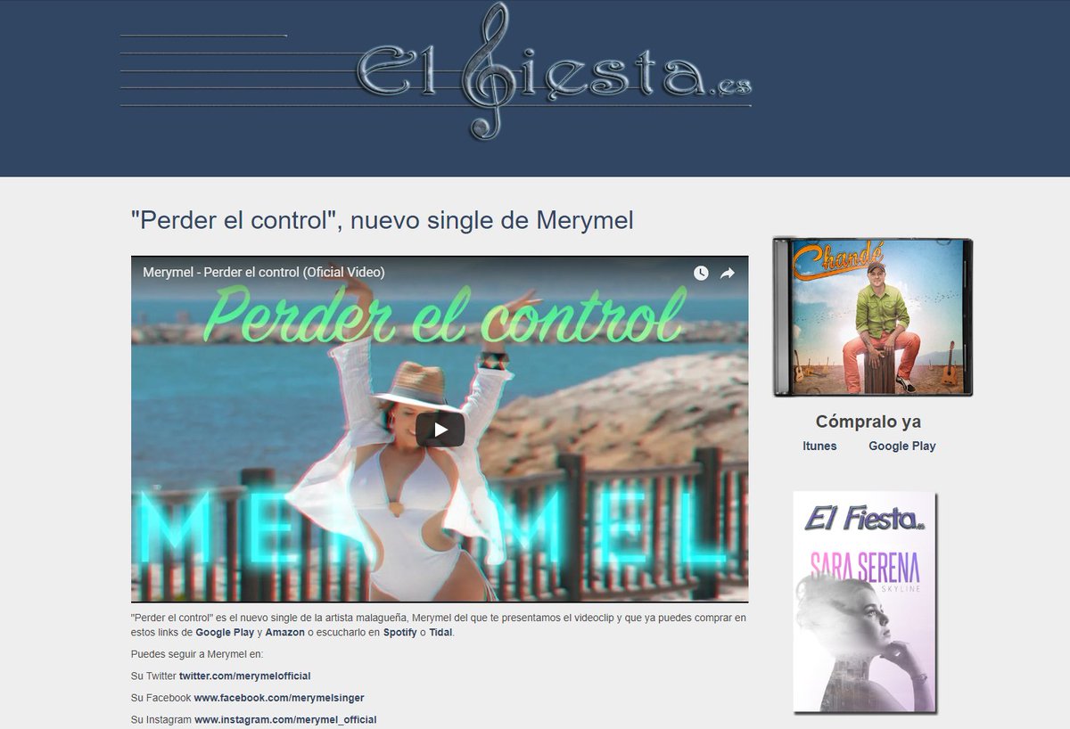 "Perder el control" es el nuevo single de la artista malagueña, <a href="/merymelofficial/">Merymel</a> del que te presentamos el videoclip y que ya puedes comprar en las Principales Plataformas Digitales y te presentamos en elfiesta.es/index.php/noti…