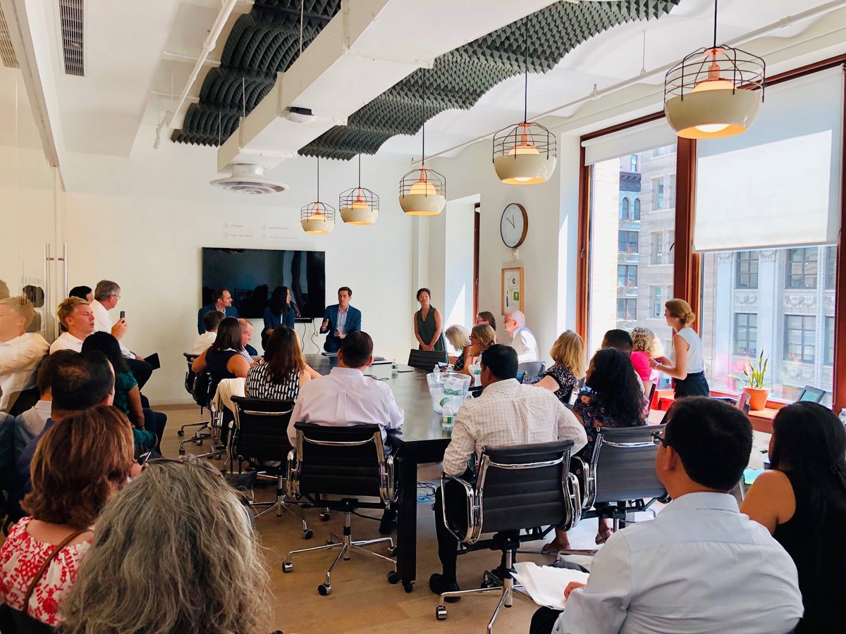 Work_Bench's tweet photo. Packed house of 40+ executives from @Evonik in to hear from @alluvium, @DialpadHQ, &amp; @Worklytics. 

Great conversation between suits &amp; hoodies! https://t.co/FYYklAkXzv