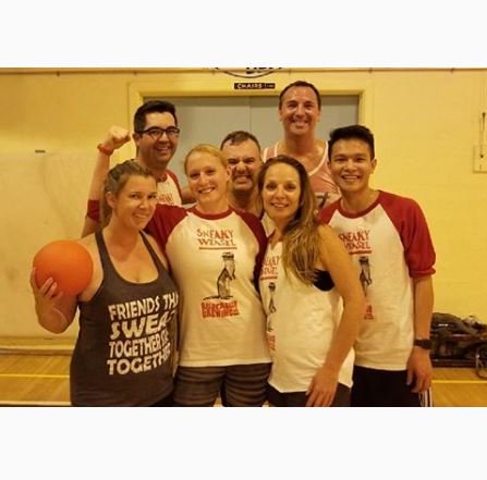 If you can dodge a wrench... you can dodge a sneaky! But NEVER dodge the sneaky, embrace the sneaky... enjoy the sneaky! 📷 @meganmm_83 #dodgeball #beerleague #bccraftbeer #sneakysponsor #yourgymdoesntevenhavecupholders