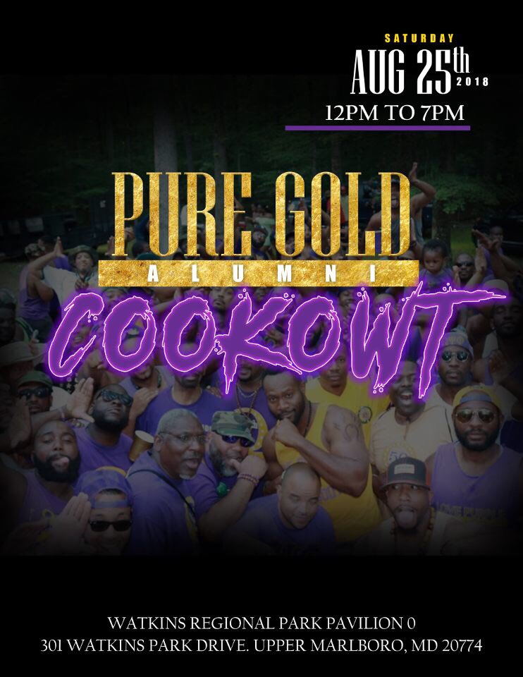 It’s that time of the year again. August 25th,  mark your calendars and get ready to come hangowt with the Pure Gold Ques!!!! Chicken, Oil, Fish, and Music..so come hungry! Meet us at Watkins Park, Upper Marlboro, Maryland, Pavilion 0 (12pm-7pm) #NSU #PGCookout2018 #PureGold
