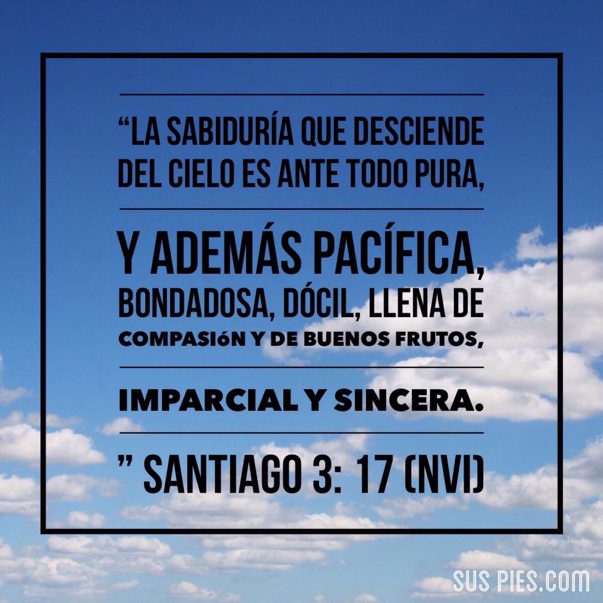 Onde há inveja e espírito faccioso há perturbação e toda a obra perversa.
Mas a sabedoria que do alto vem é, primeiramente pura, depois pacífica, moderada, tratável, cheia de misericórdia e de bons frutos, sem parcialidade, sem hipocrisia.
O fruto da justiça semeia-se na paz
Tg 3