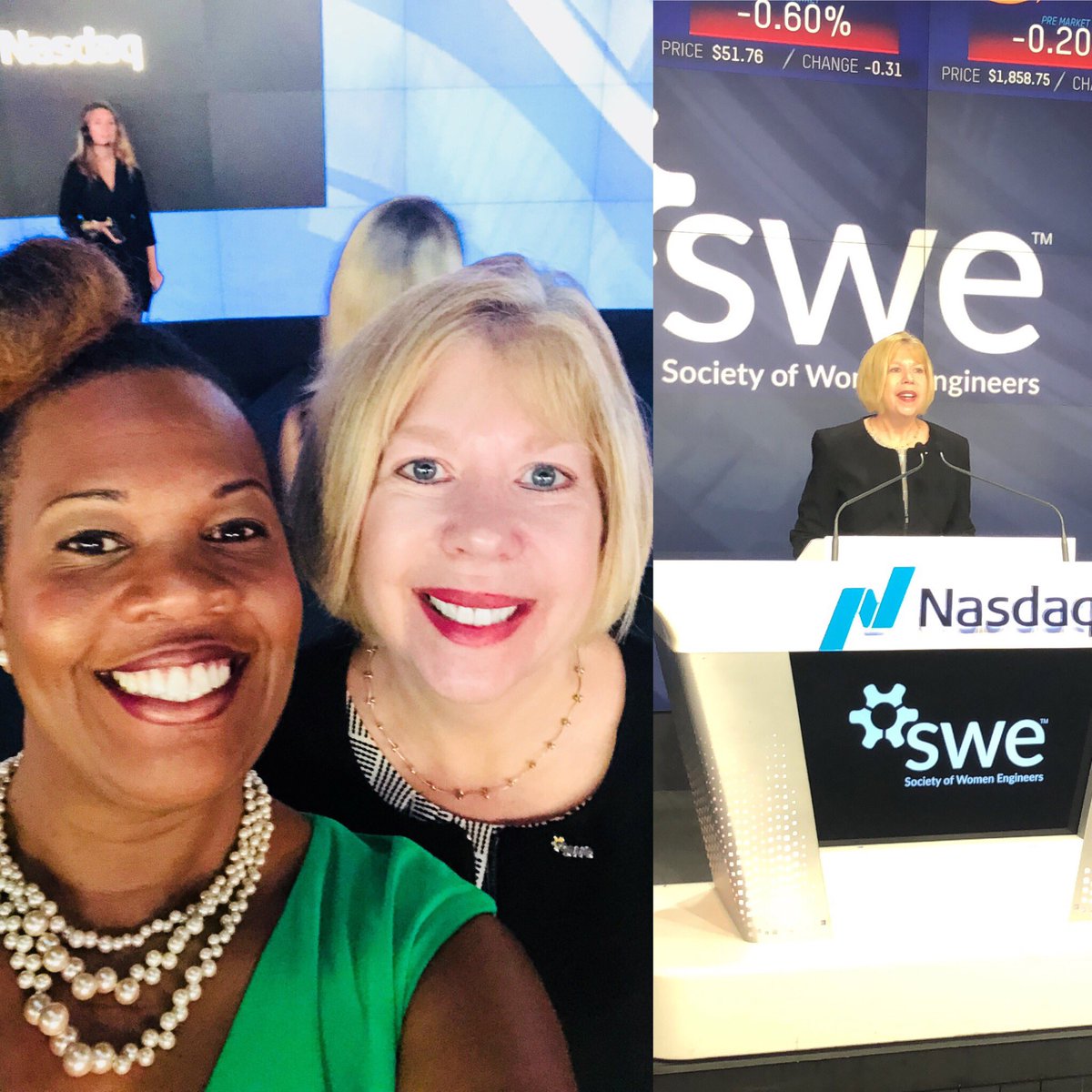 CEO/Executive Director @KarenHorting rang the @Nasdaq bell on behalf of @SWEtalk. I thanked her for her leadership and commitment to fulfilling our mission! SWE is inspiring the next generation of female engineers! #ReWriteTomorrow #BeThatEngineer #ILookLikeAnEngineer #stem