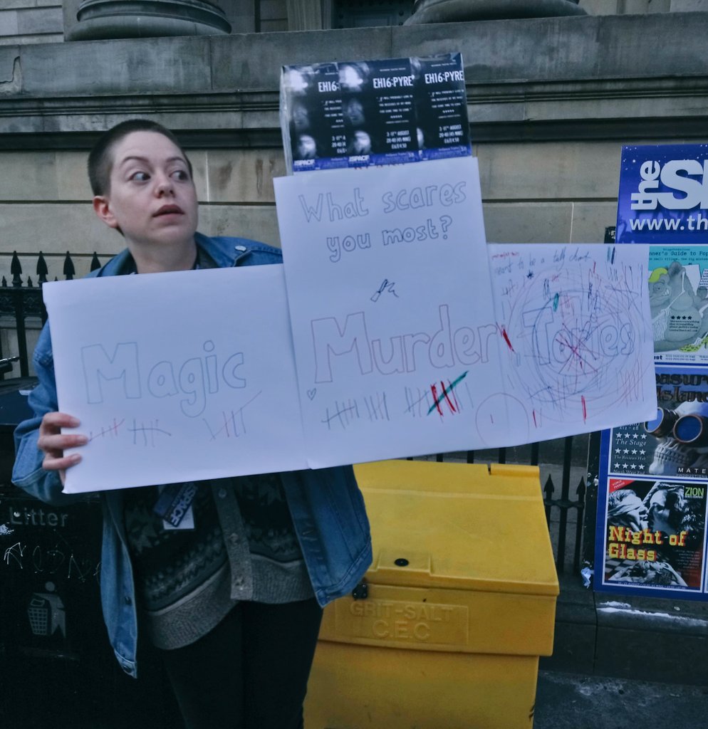 NevermoreHorror's tweet photo. The votes are in!
People are mostly scared of....people who hand out flyers to shows.
A true horror!
#StaySpooky #Nevermore #Eh16Pyre #EdFringe18 #IntoTheUnknown #SoldiersInPetticoats https://t.co/7G9l0gRlog