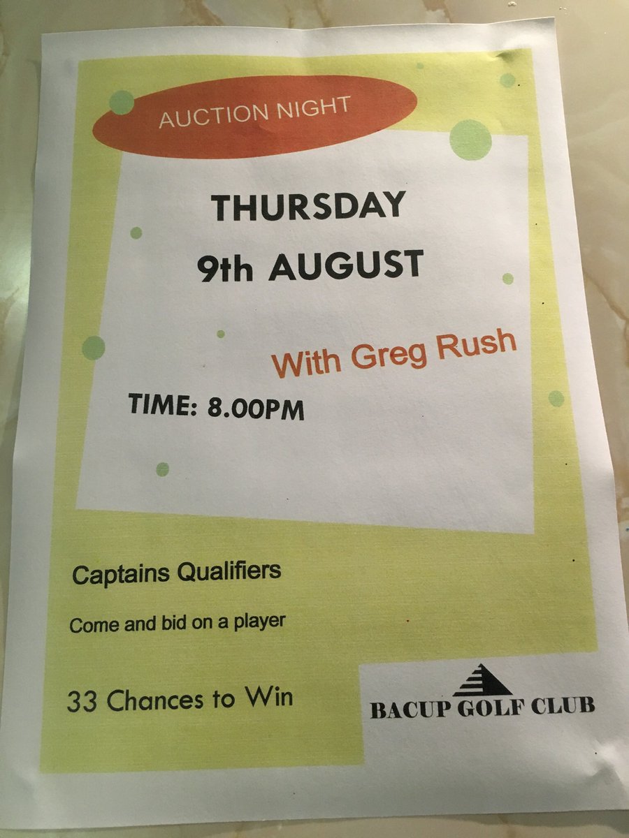 Come and join us Thursday 9th August 8.00 pm for
The Auction Night For Captains Day With Our Auctioneer for the night Mr Greg Rush 
Make sure you bring your Wallet Or Purse